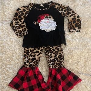 Leopard and Plaid Santa Outfit